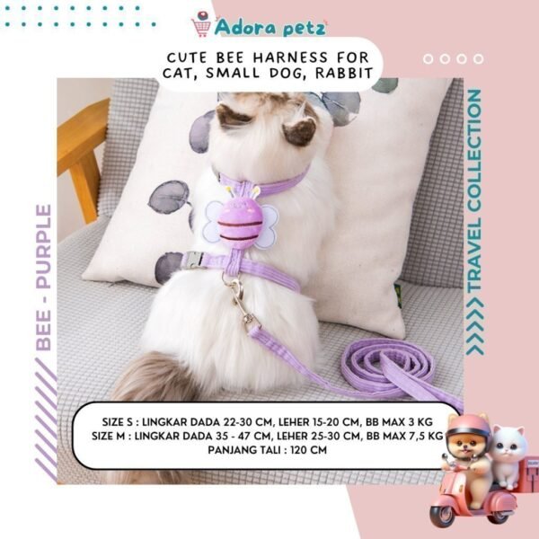 Harness bee imut tali badan tali tuntun kucing anjing kelinci - Image 4