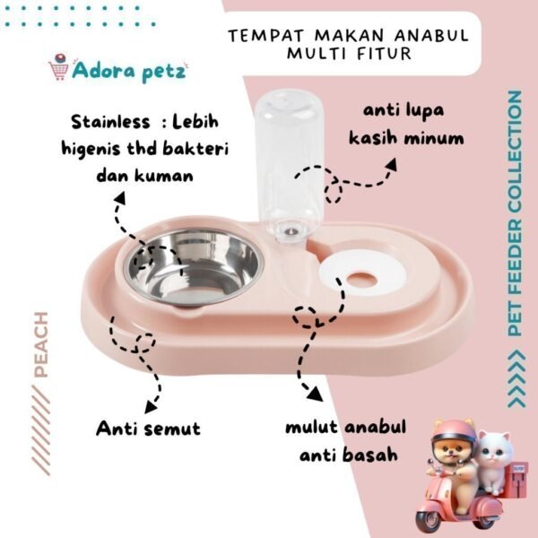 Tempat makan minum kucing anjing 2 in 1 anti semut - Image 2
