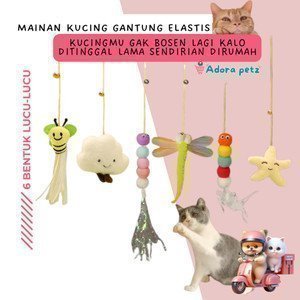 Mainan kucing gantung elastis lonceng bentuk lucu