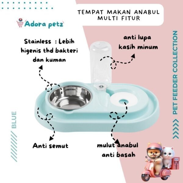 Tempat makan minum kucing anjing 2 in 1 anti semut - Image 3