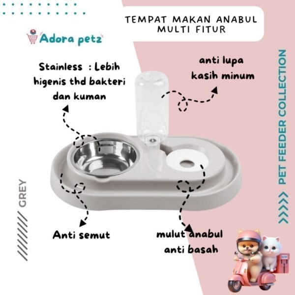 Tempat makan minum kucing anjing 2 in 1 anti semut - Image 4