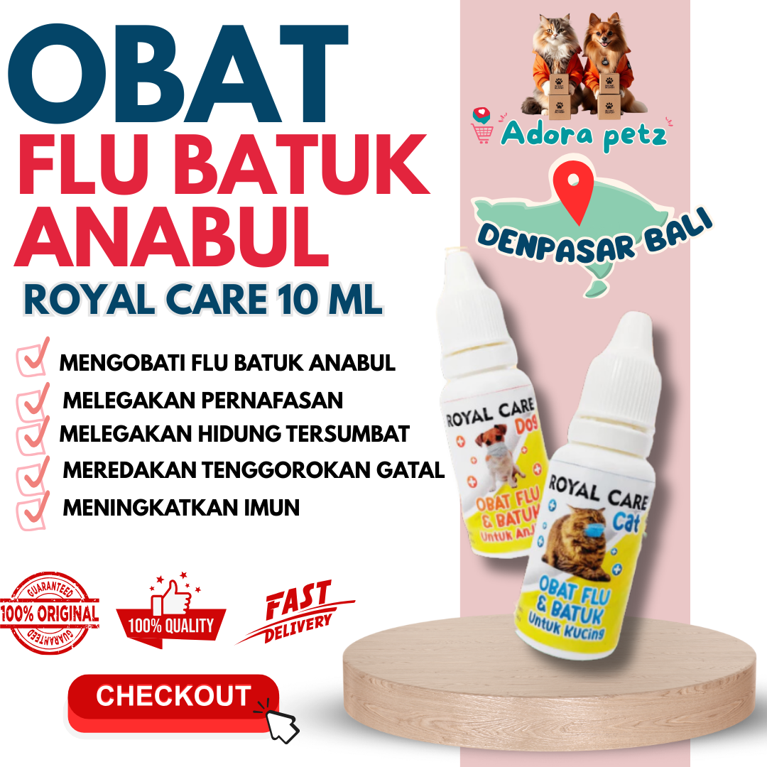 Obat flu batuk kucing anjing kemasan ekonomis royal care 10 ml