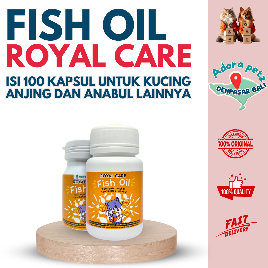 FISH OIL Minyak Ikan Premium Vitamin kucing Anjing isi 100 pcs Holycatlabs ROYAL CARE