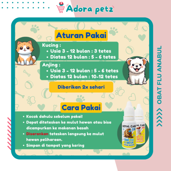 Obat flu batuk kucing anjing kemasan ekonomis royal care 10 ml - Image 2