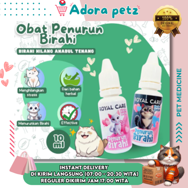 Penurun Birahi Kucing Royal Care 10 ml Kemasan Ekonomis, Bahan Herbal Aman