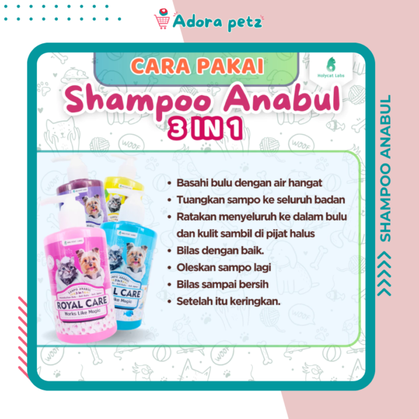 Shampo Kucing Anjing Anabul Royal Care 3in1 250 ML Basmi Kutu, Jamur, Melembutkan bulu - Image 4