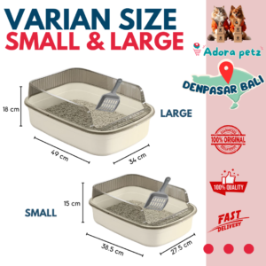 Litter Box Kucing Medium Wadah Pasir Kucing Terbuka, Small dan Large