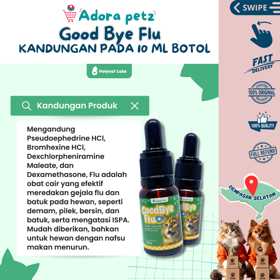 Good Bye Flu Obat Flu Batuk Kucing Anjing 20 ml Holycatlabs - Image 5