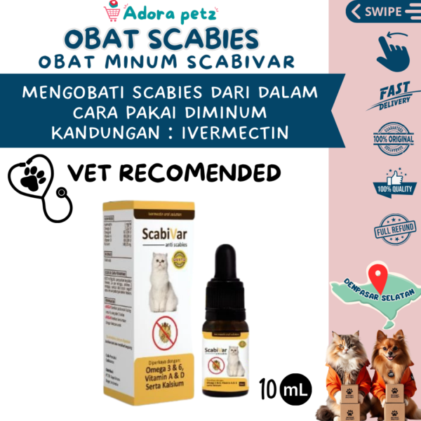 Scabivar Obat Minum Untuk Sembuhkan Scabies Kucing Anjing isi 10 ml