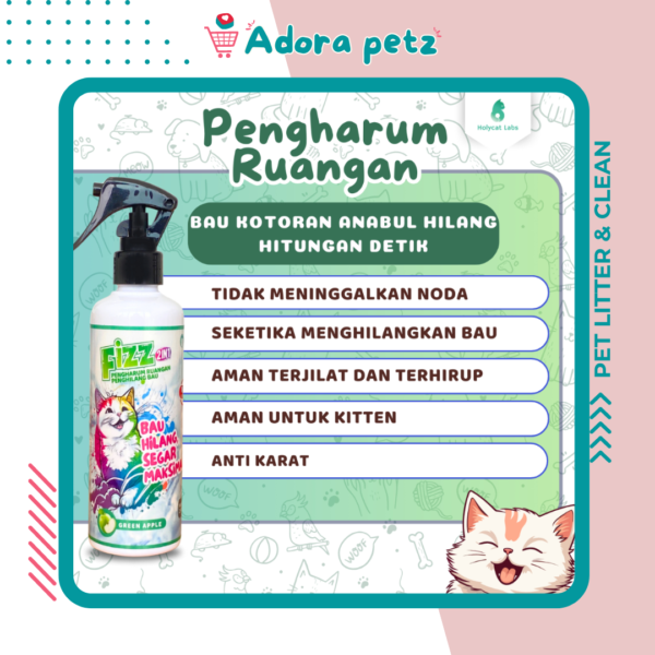 Fizz Pet Odor Penghilang Bau Kandang,  Litter Box dan Ruangan [Adora Petz] - Image 2