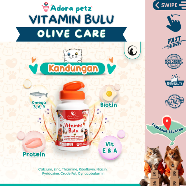 Vitamin Bulu Olive Care Mengobati Jamur, Kerontokan Menyehatkan Bulu [Adora Petz Bali] - Image 3