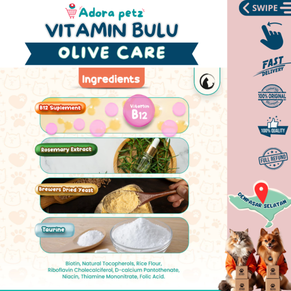 Vitamin Bulu Olive Care Mengobati Jamur, Kerontokan Menyehatkan Bulu [Adora Petz Bali] - Image 4