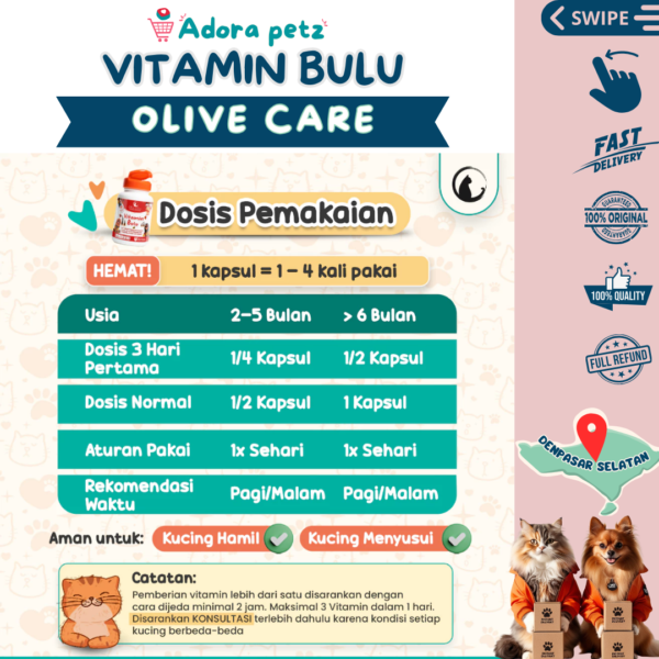 Vitamin Bulu Olive Care Mengobati Jamur, Kerontokan Menyehatkan Bulu [Adora Petz Bali] - Image 5
