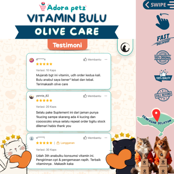Vitamin Bulu Olive Care Mengobati Jamur, Kerontokan Menyehatkan Bulu [Adora Petz Bali] - Image 7