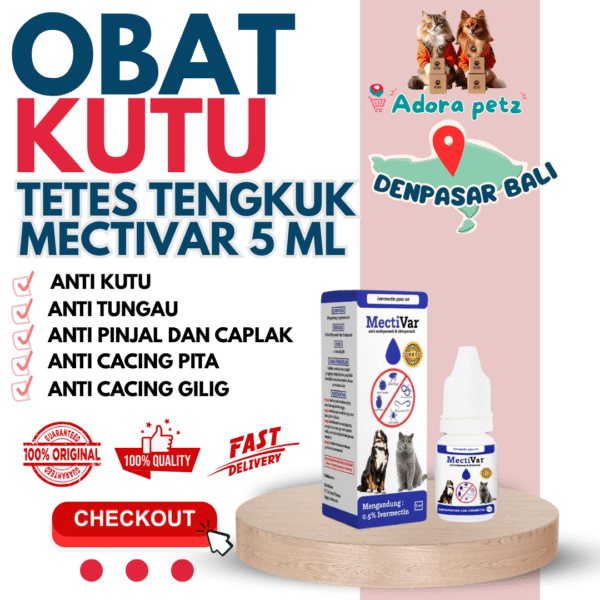 Obat Kutu Tetes di Tengkuk Mectivar Untuk Kucing Anjing Kelinci Basmi Kutu dan Cacing 5 ml