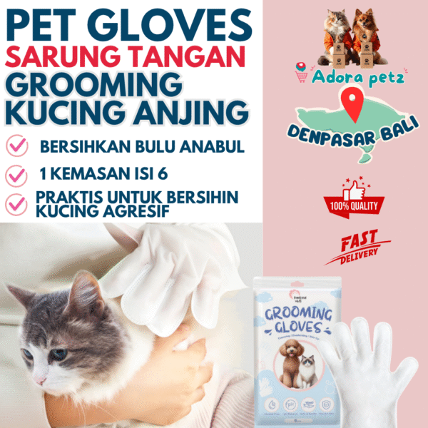 Sarung Tangan Mandi Kucing Tanpa Air Tanpa Bilas - Pet Gloves Tisu Basah Kucing Anjing