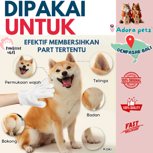 Sarung Tangan Mandi Kucing Tanpa Air Tanpa Bilas - Pet Gloves Tisu Basah Kucing Anjing - Image 2