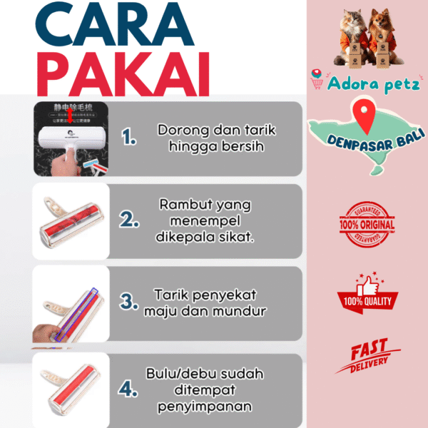 Roller Pembersih Bulu Kucing dan Anjing, Pet Hair Remover | Sikat Bulu Tanpa Baterai - Image 3