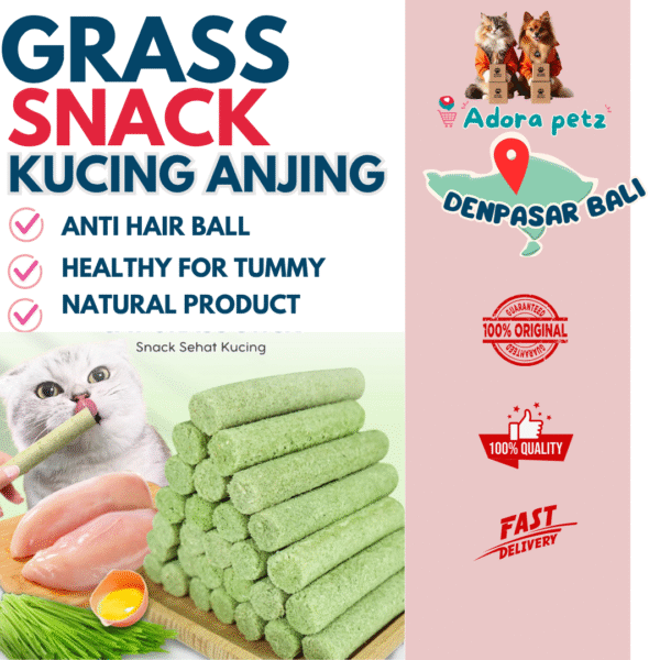 Snack Grass Stick - Camilan Kucing Anjing Dari Rumput dan Ayam Untuk Anti Hair Ball