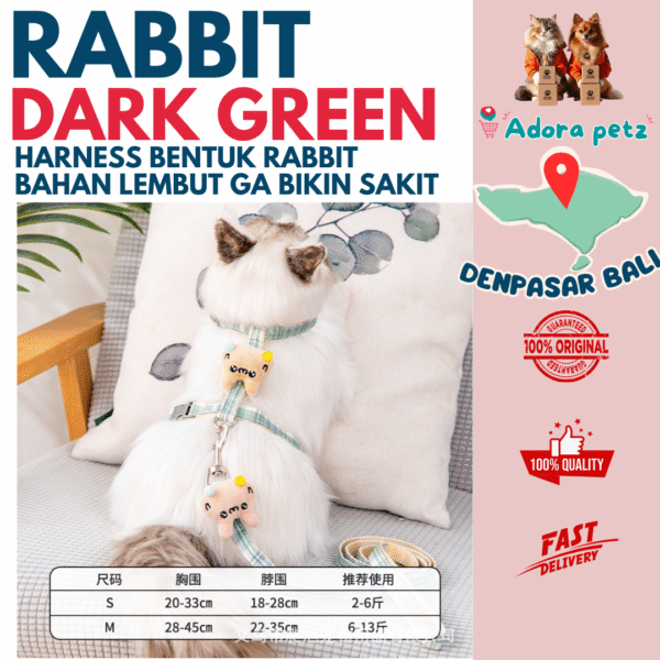 Harness Cute Rabbit Tali Kalung Badan Untuk Kucing Anjing Kelinci - Image 4
