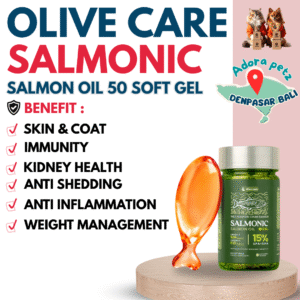 Salmonic Olive Care isi 50 Softgel Kucing – Imun Kuat, Bulu Lebat, Rasa Enak untuk All Stages