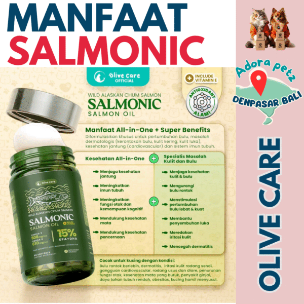 Salmonic Olive Care isi 50 Softgel Kucing – Imun Kuat, Bulu Lebat, Rasa Enak untuk All Stages - Image 5