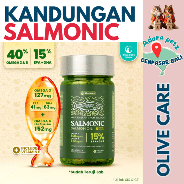 Salmonic Olive Care isi 50 Softgel Kucing – Imun Kuat, Bulu Lebat, Rasa Enak untuk All Stages - Image 7