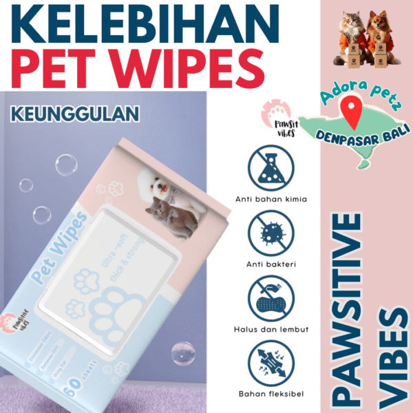 Tisu Basah Anabul isi 60 pcs Pawsitive Vibe [Adora Petz] - Image 4