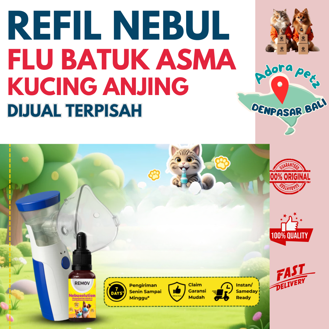 Jual terpisah Nebulizer dan Obat untuk Anjing dan Kucing - Melegakan Pernapasan, Meredakan Flu, Asma