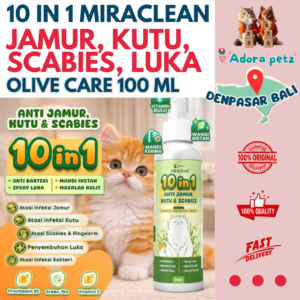 Miraclean Olive Care 100 ml Spray Kutu Jamur Scabies Ketombe Kucing Anjing