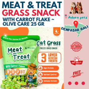 Olive Care MEAT & TREAT ~ Snack Rumput Kucing Tinggi Serat atasi Hairball