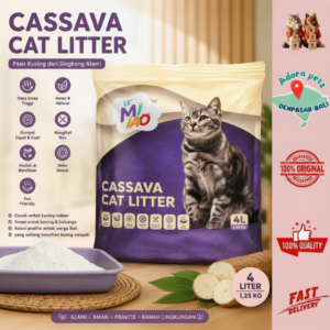Pasir Kucing Cassava Singkong Lemiao : Menggumpal kuat, Anti Bau Anti Bakteri 4 Liter