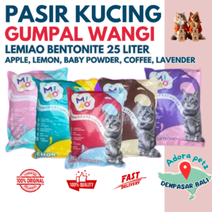 Pasir Kucing Gumpal Wangi Lemiao Bentonite 25 Liter Apple Lemon Baby Powder Coffee Lavender