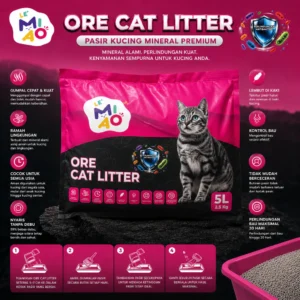 Lemiao Ore Cat Litter Pasir Kucing Mineral Premium 5L, Antibakteri, Lembut, Kontrol Bau Teknologi Baru